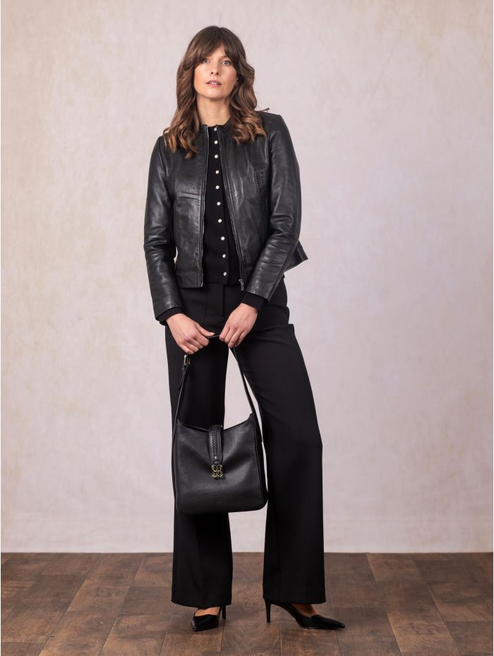 Dalston Leather Hobo Bag in Black