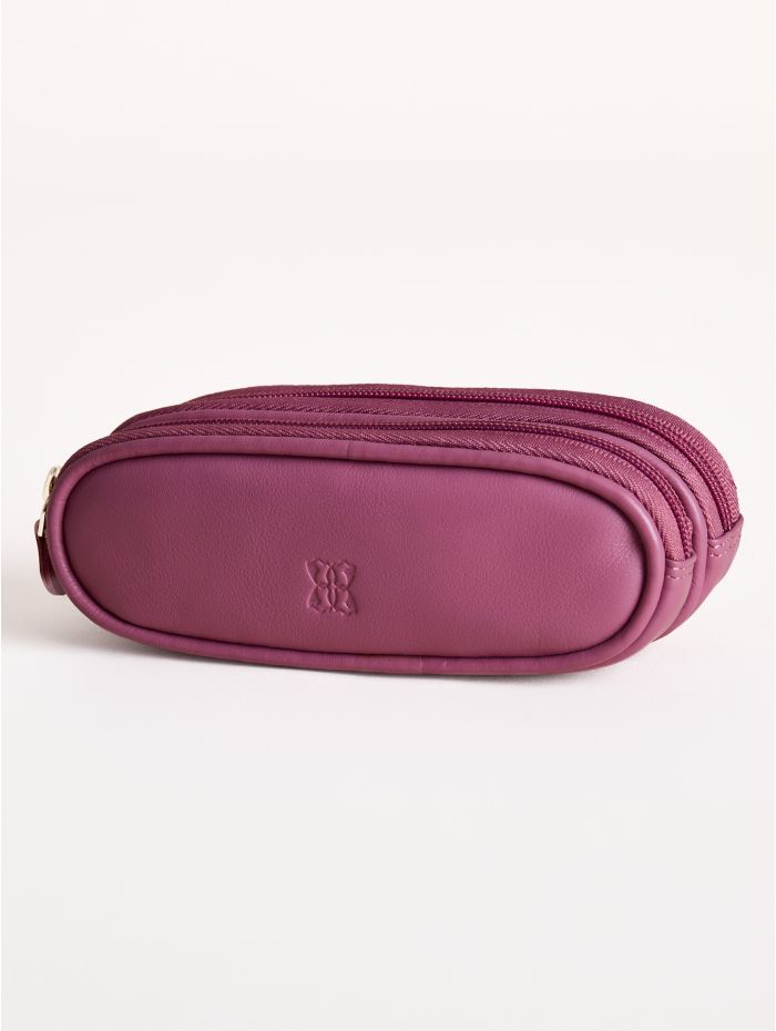Leather Double Glasses Case in Mauve Soft Pink