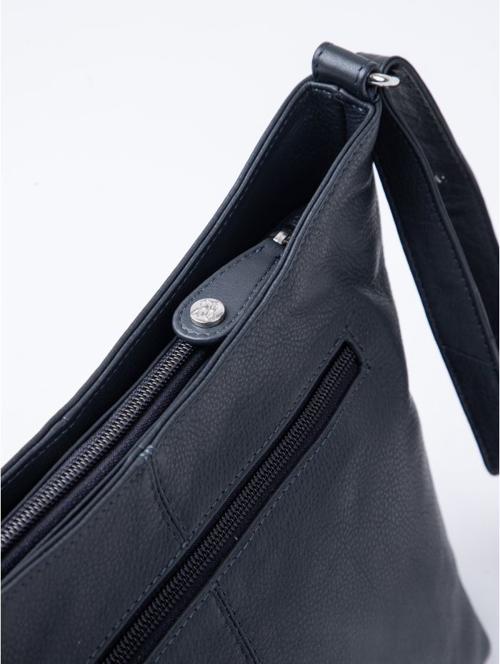 Grasmere Leather Cross Body Bag in Navy