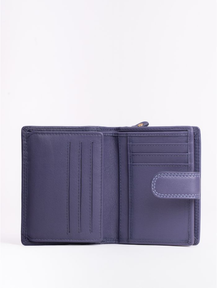 Small Leather Tab Purse in Purple
