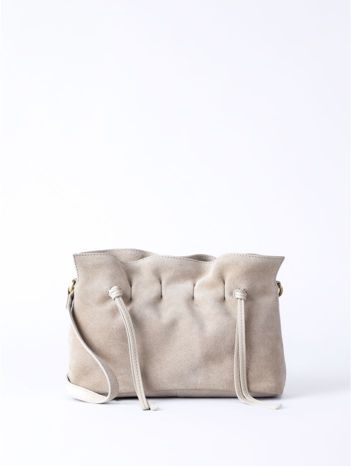 Santon Suede Cross Body Bag in Stone