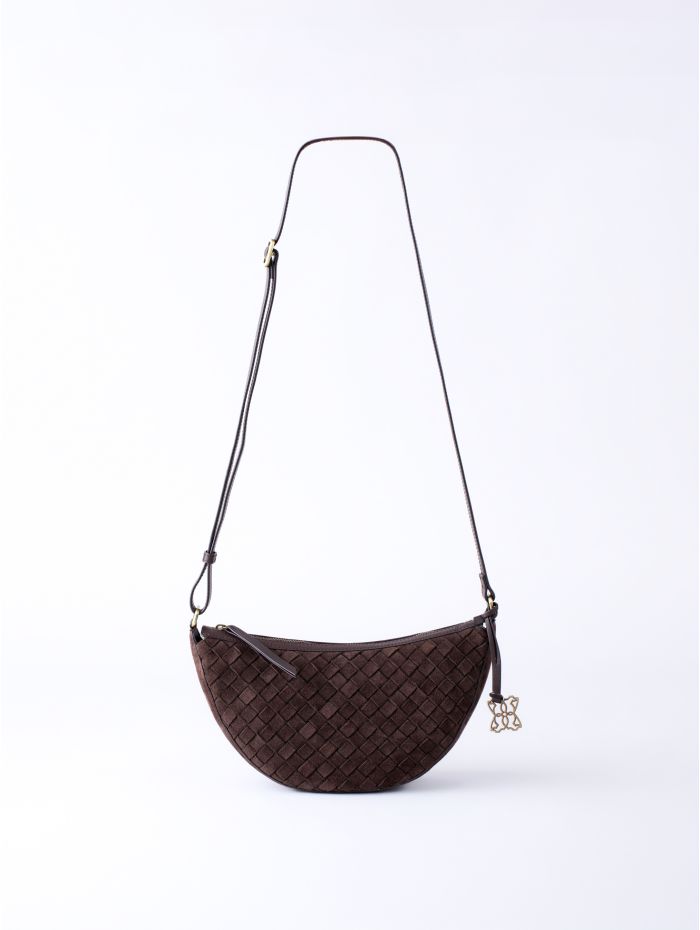 Mirehouse Suede Sling Bag in Chocolate Brown