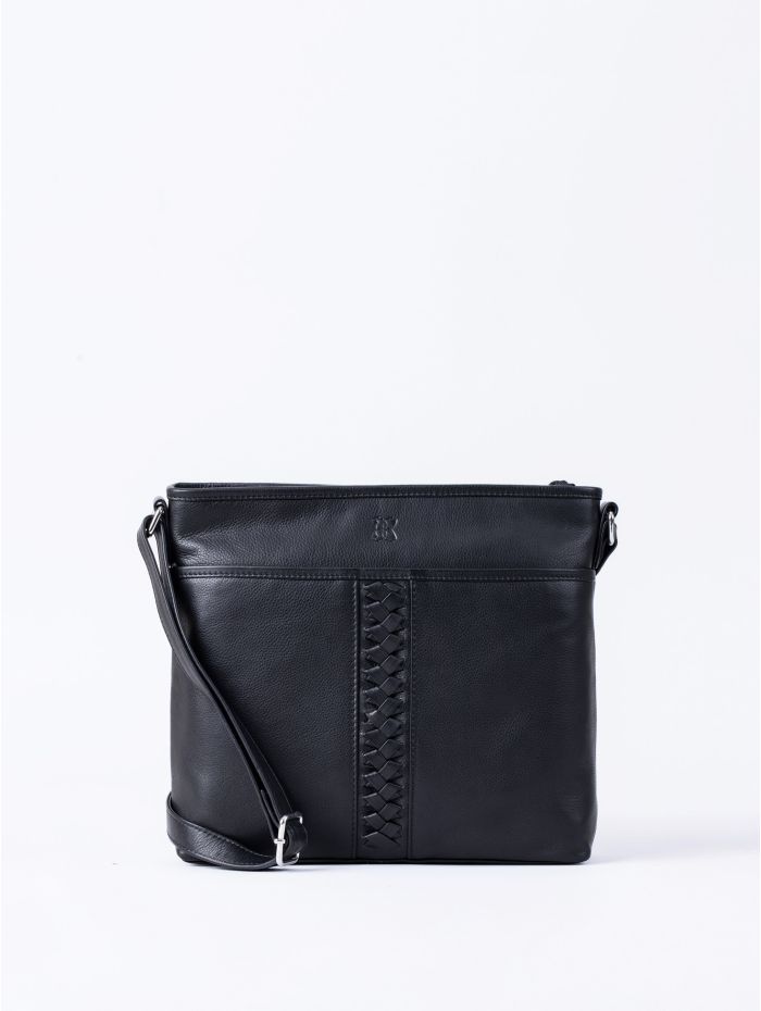 Farlam Leather Cross Body Bag in Black