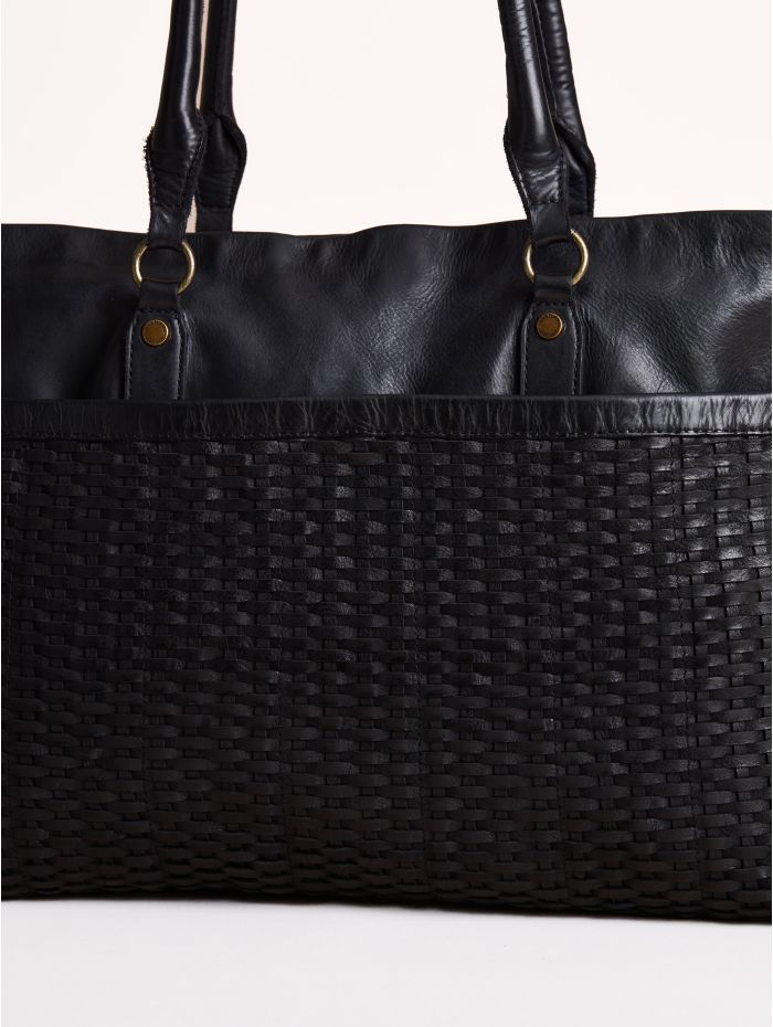 Piel Leather Tote Bag in Black