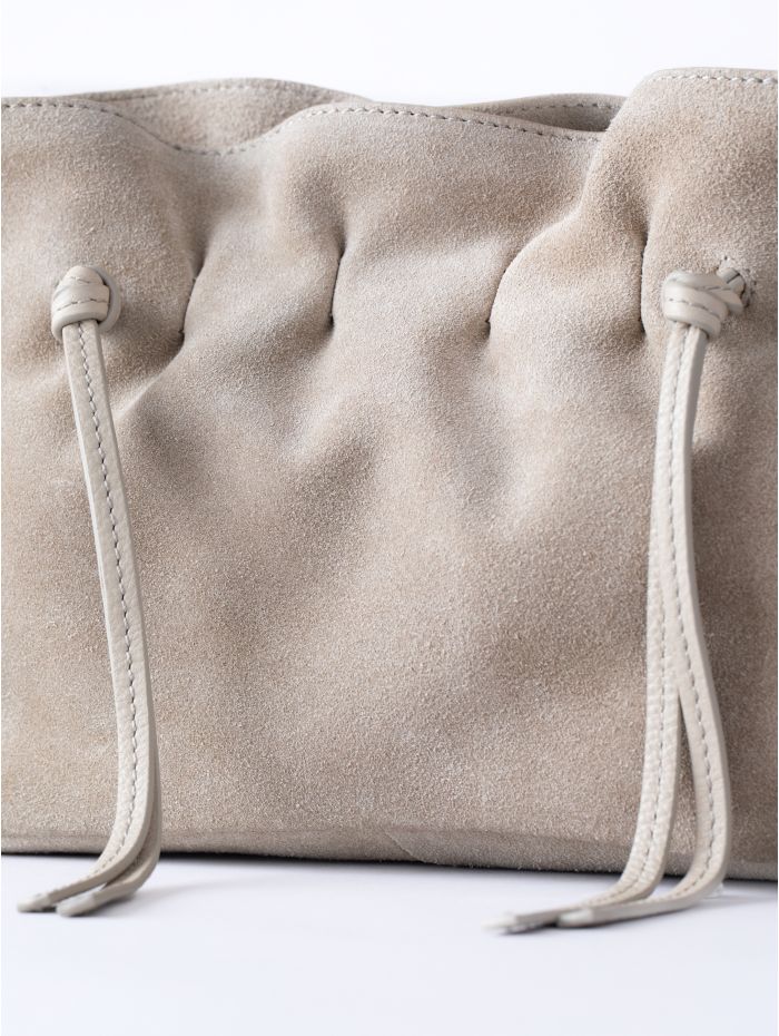 Santon Suede Cross Body Bag in Stone