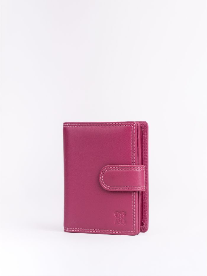 Small Leather Tab Purse in Cranberry Pink