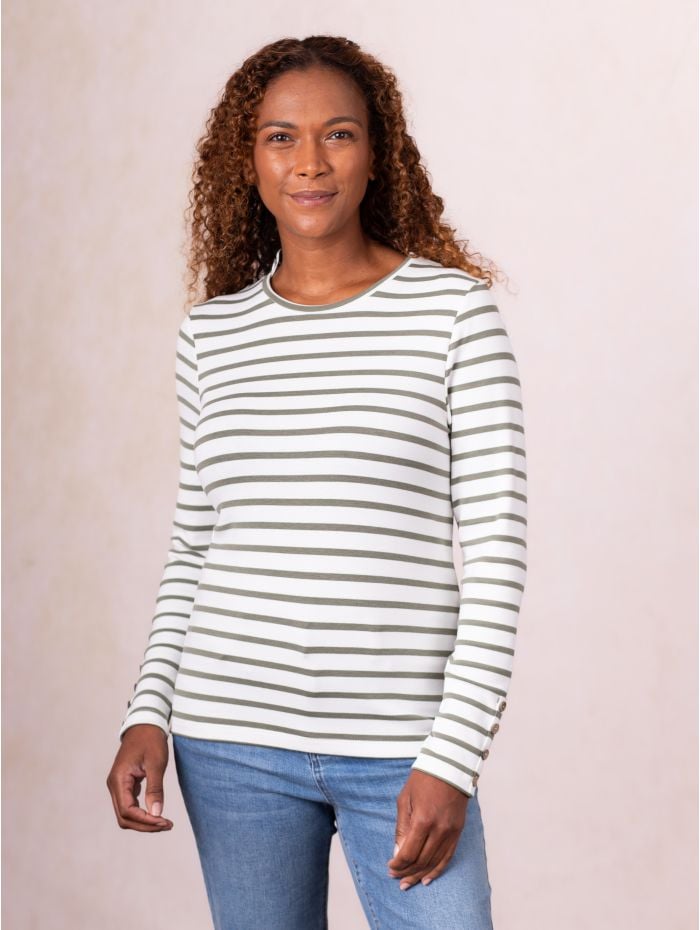 Everly Striped Top in Khaki