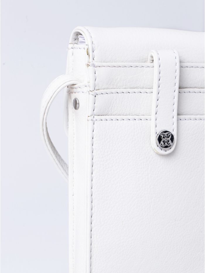Bowness Leather Cross Body Phone Pouch in White