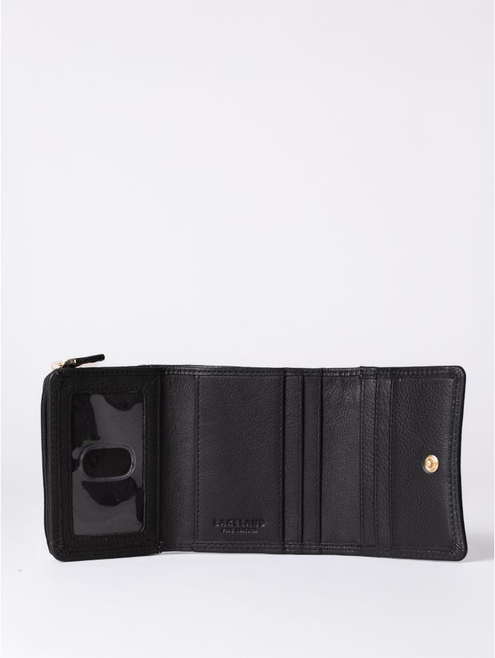 Small Leather Flapover Purse in Black