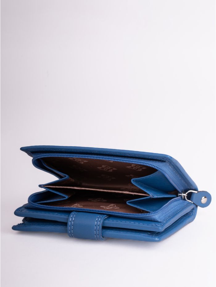 Small Leather Tab Purse in Blue