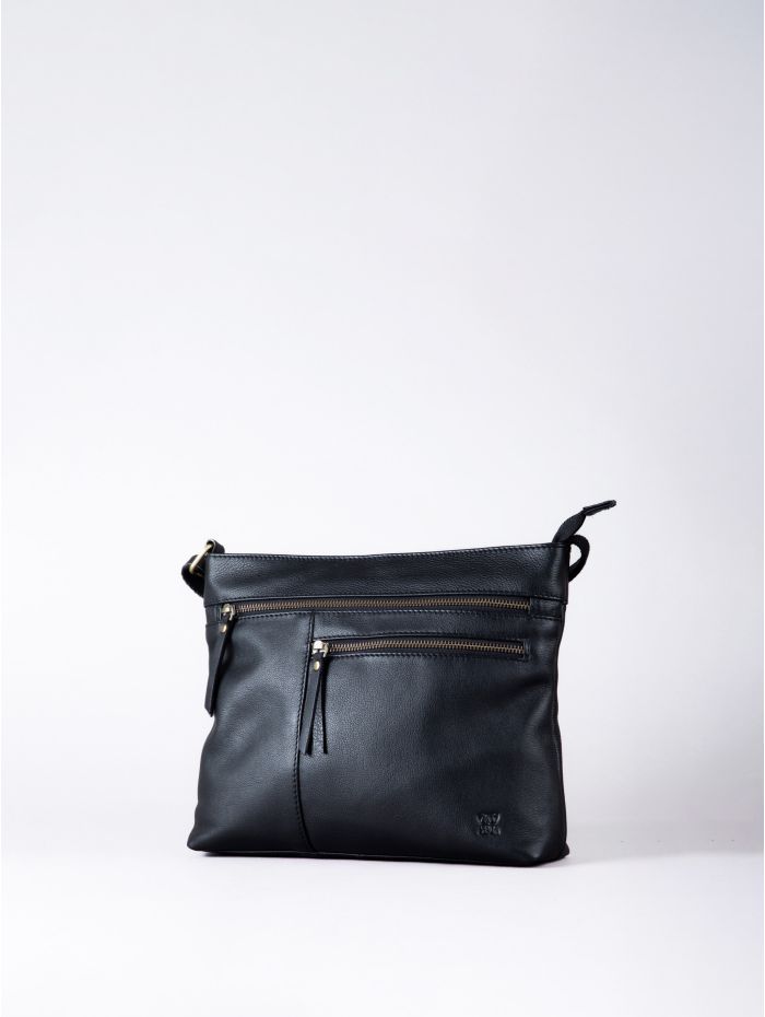 Winleigh Leather Cross Body Bag in Black