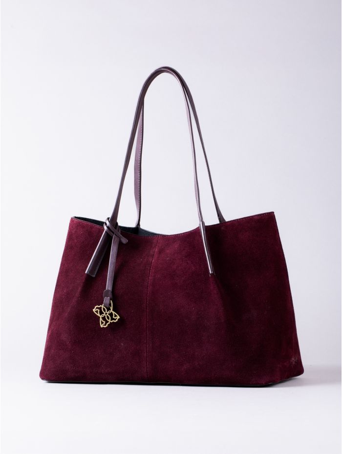 Mirehouse Suede Tote Bag in Berry