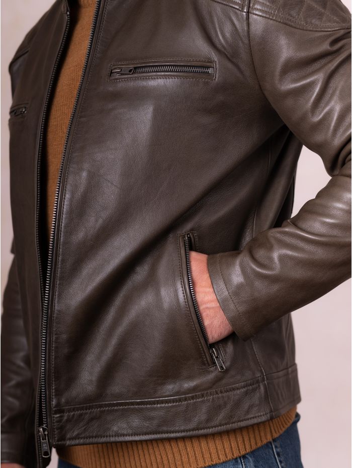 Stonecroft Leather Jacket in Olive