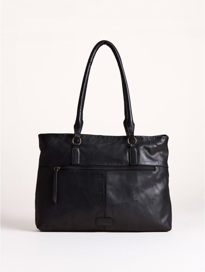 Piel Leather Tote Bag in Black