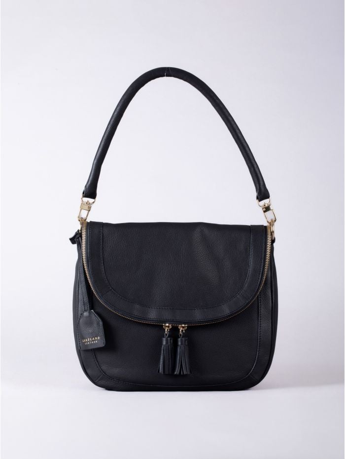 Tarraby Leather Shoulder Bag in Black