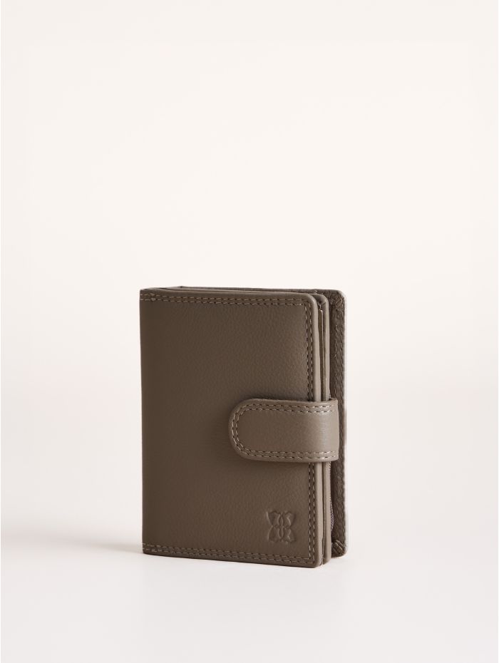 Small Leather Tab Purse in Grey