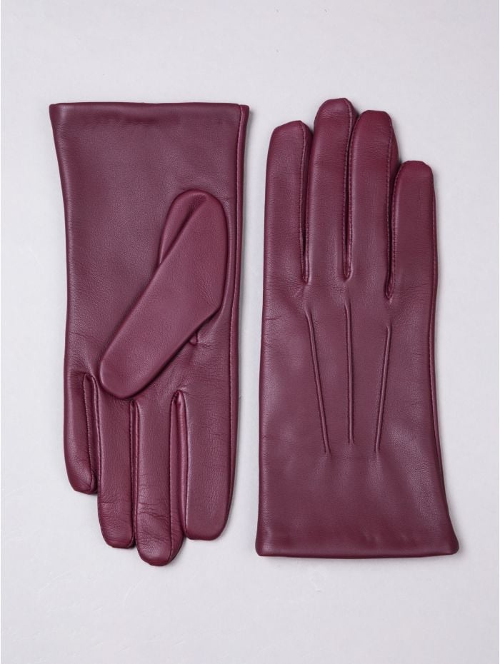 Becky II Leather Gloves in Berry Red