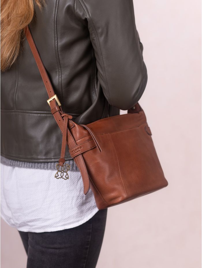 Newby Leather Cross Body Bag in Tan