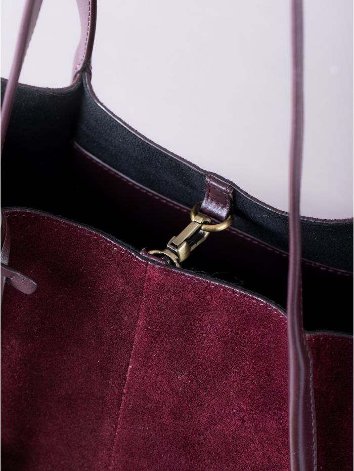 Mirehouse Suede Tote Bag in Berry