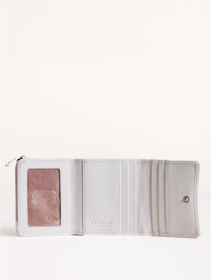 Small Leather Flapover Purse in White