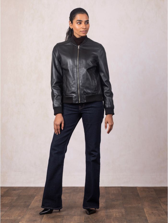 Braithwaite Leather Bomber Jacket in Black