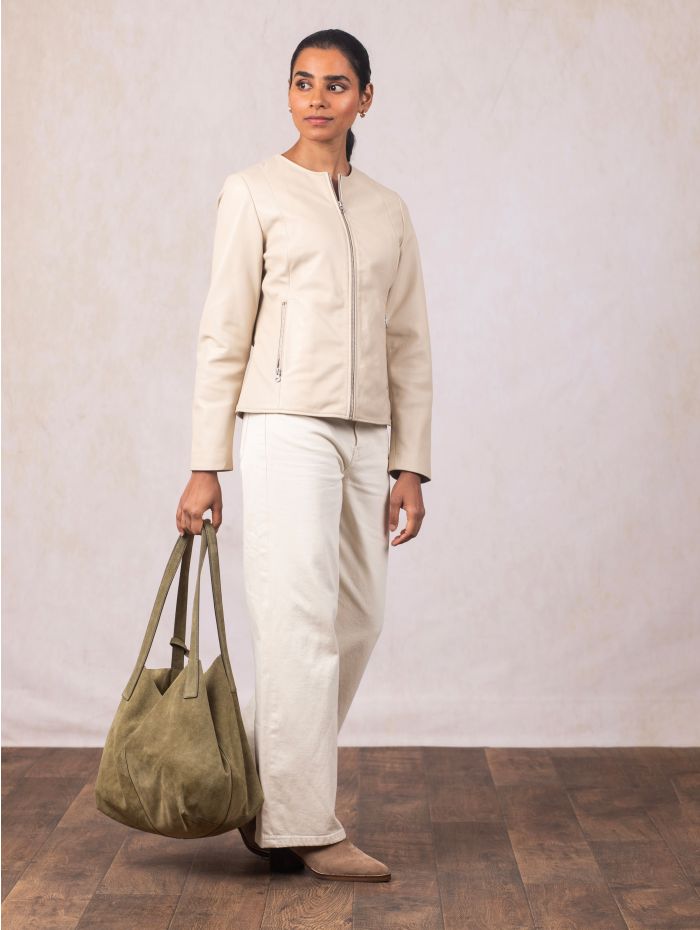 Santon Suede Tote Bag in Green