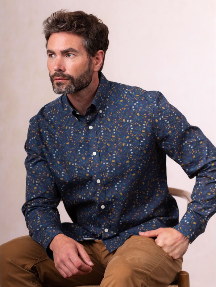 Ambleside Cotton Shirt in Navy