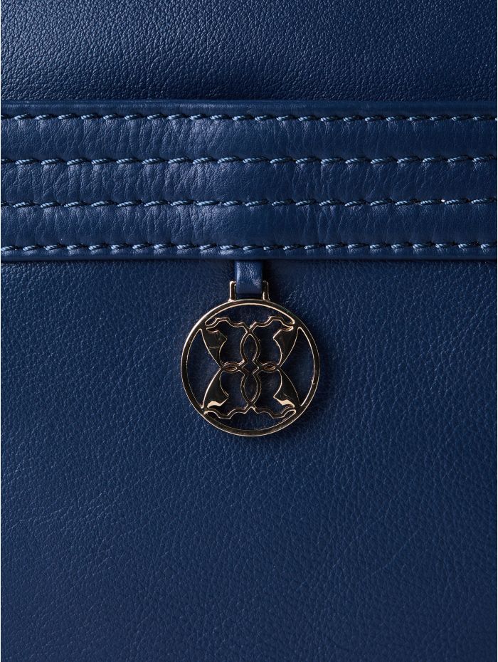Cartmel Boxy Leather Cross Body Bag in Navy