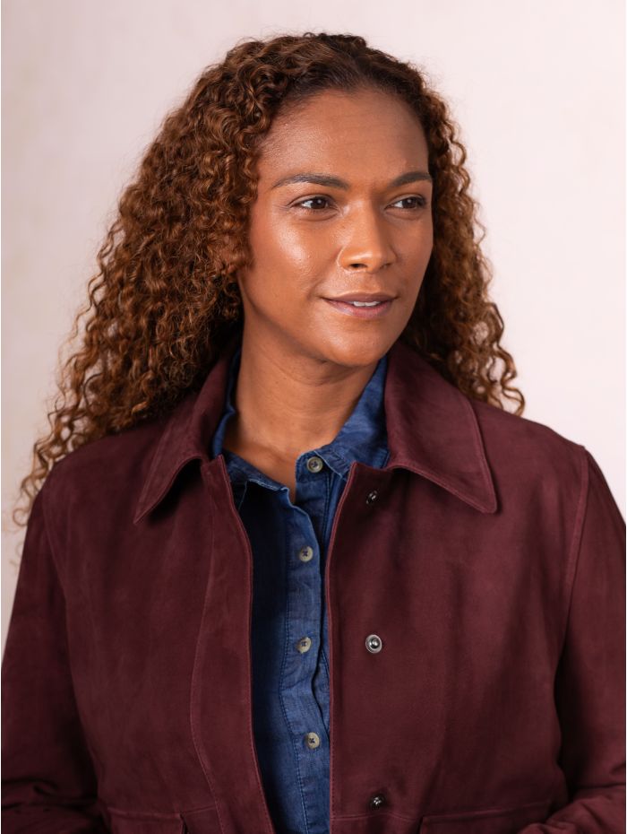 Southey Suede Jacket in Burgundy