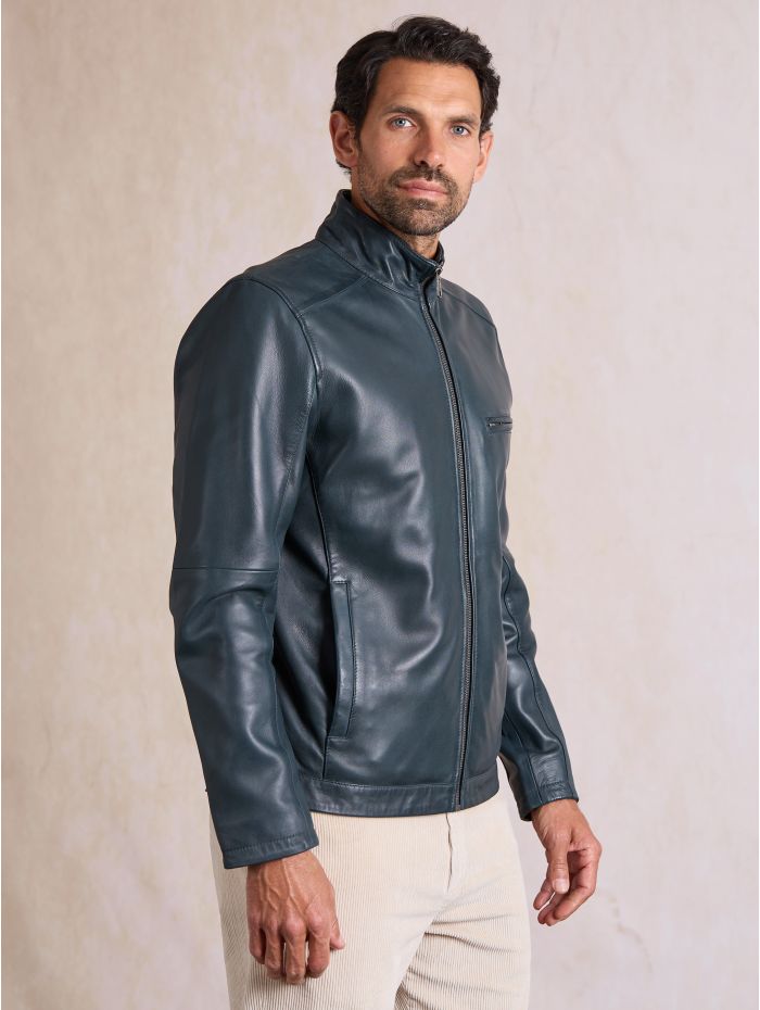 Penton Leather Jacket in Navy