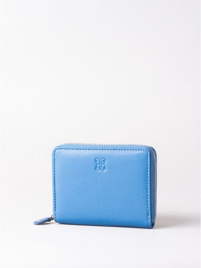 Lakeland Leather Small Leather Zip Purse in Blue Lakeland Leather