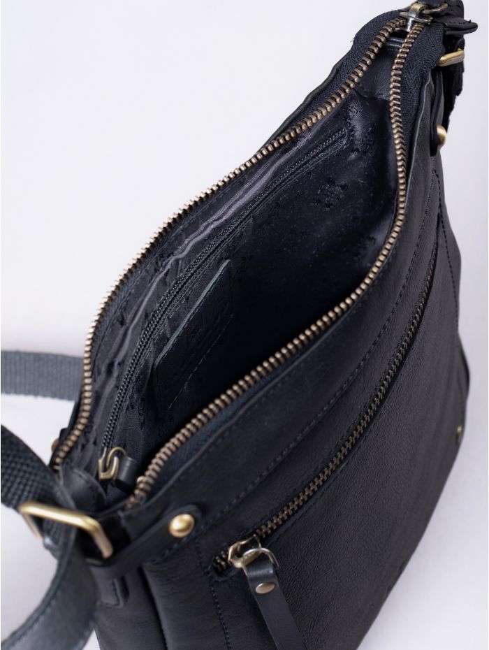 Harstone Large Leather Cross Body Bag in Black