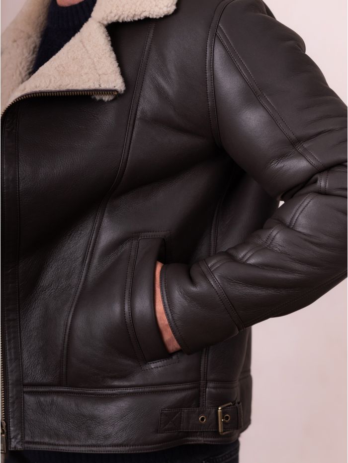 Javelin Sheepskin Aviator Jacket in Brown