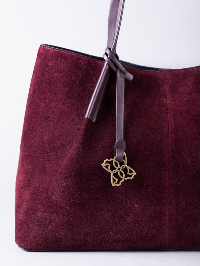 Mirehouse Suede Tote Bag in Berry