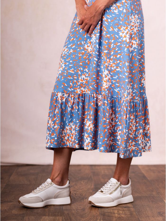 Romilly Short Sleeve Midi Dress in Blue