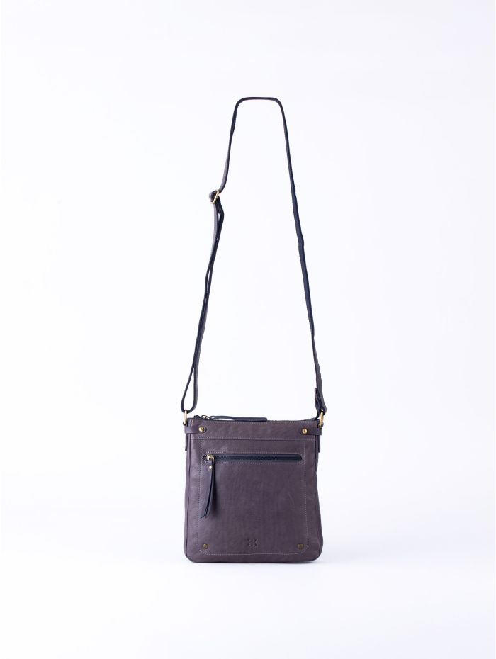 Harstone Large Leather Cross Body Bag in Blue