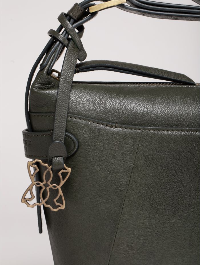 Newby Leather Cross Body Bag in Green
