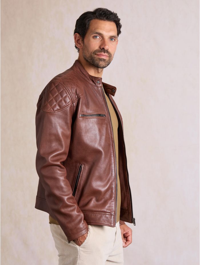 Stonecroft Leather Jacket in Dark Tan