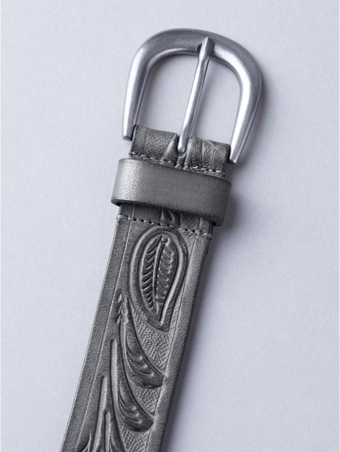 Embossed Leather Belt in Black