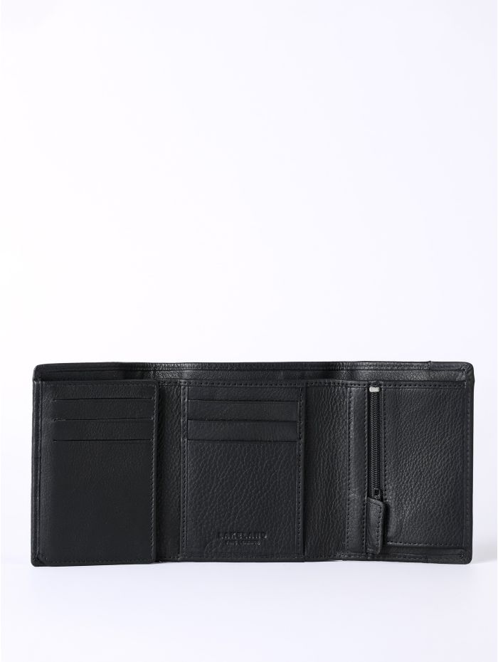 Stitch Leather Tri-Fold Wallet in Black