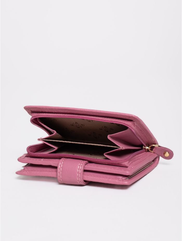 Small Leather Tab Purse in Mauve