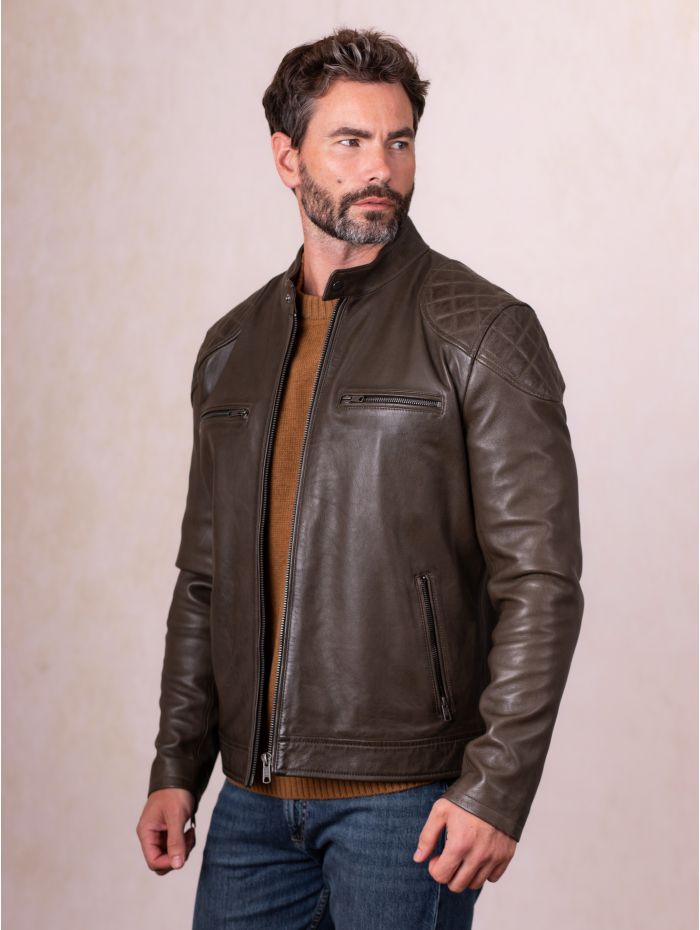 Stonecroft Leather Jacket in Olive