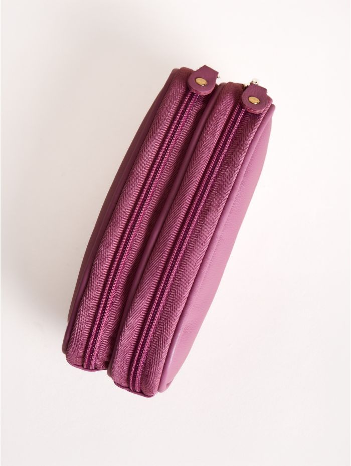 Leather Double Glasses Case in Mauve Soft Pink