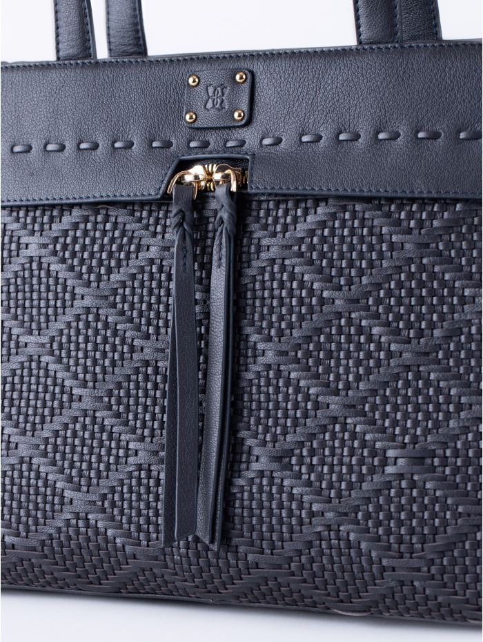 Wasdale Leather Tote Bag in Dark Navy