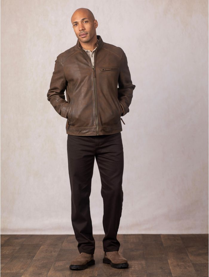 Crookshaw Leather Jacket in Brown