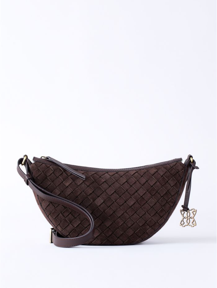 Mirehouse Suede Sling Bag in Chocolate Brown