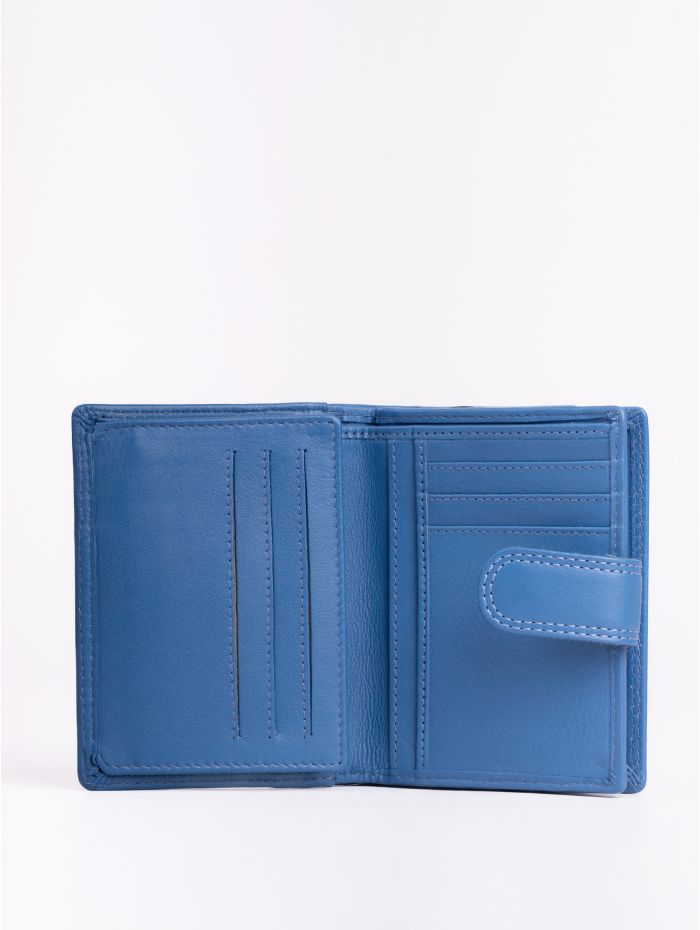 Small Leather Tab Purse in Blue