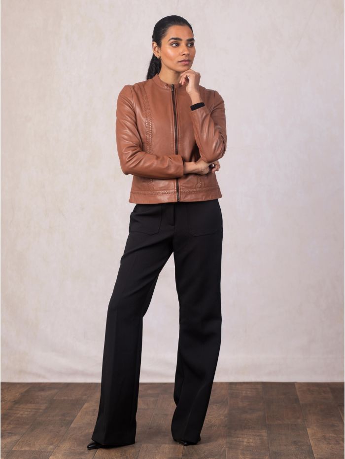 Annaside Leather Jacket in Tan