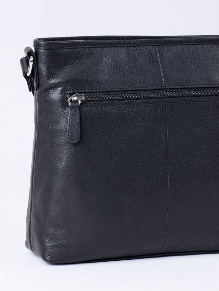 Farlam Leather Cross Body Bag in Black