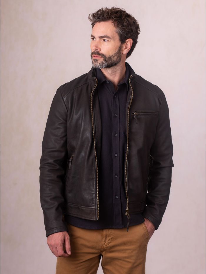 Crookshaw Leather Jacket in Dark Brown | Lakeland Leather